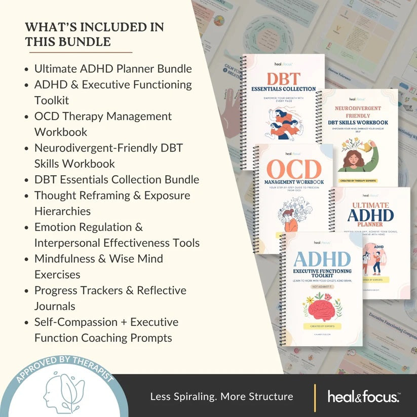 The Focus & Functioning Bundle | ADHD, OCD & Executive Skills Toolkit | 5 Expert Workbooks to Boost Focus, Structure, Thoughts, Goals, & Emotional Clarity
