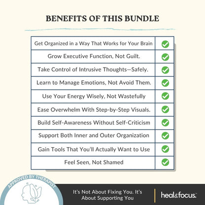 The Focus & Functioning Bundle | ADHD, OCD & Executive Skills Toolkit | 5 Expert Workbooks to Boost Focus, Structure, Thoughts, Goals, & Emotional Clarity
