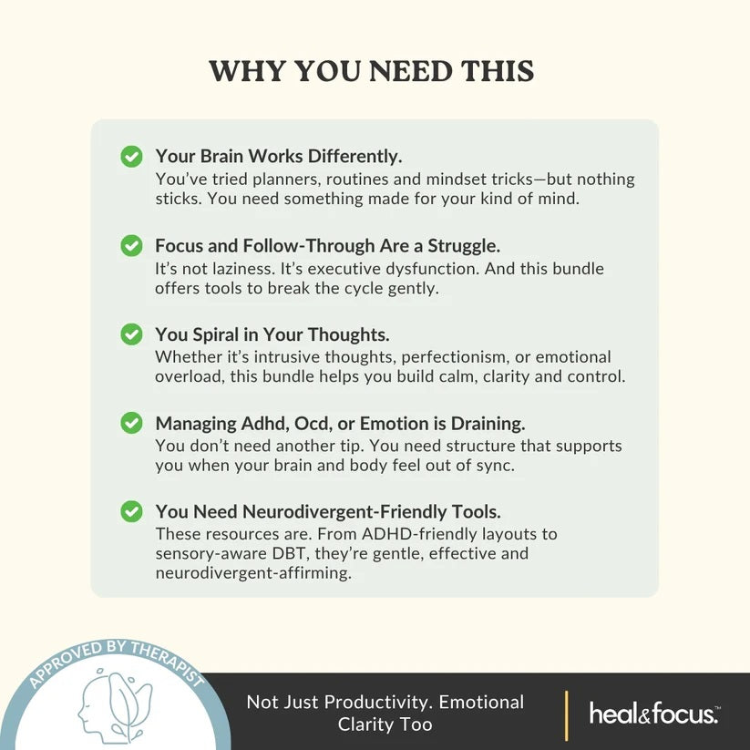 The Focus & Functioning Bundle | ADHD, OCD & Executive Skills Toolkit | 5 Expert Workbooks to Boost Focus, Structure, Thoughts, Goals, & Emotional Clarity